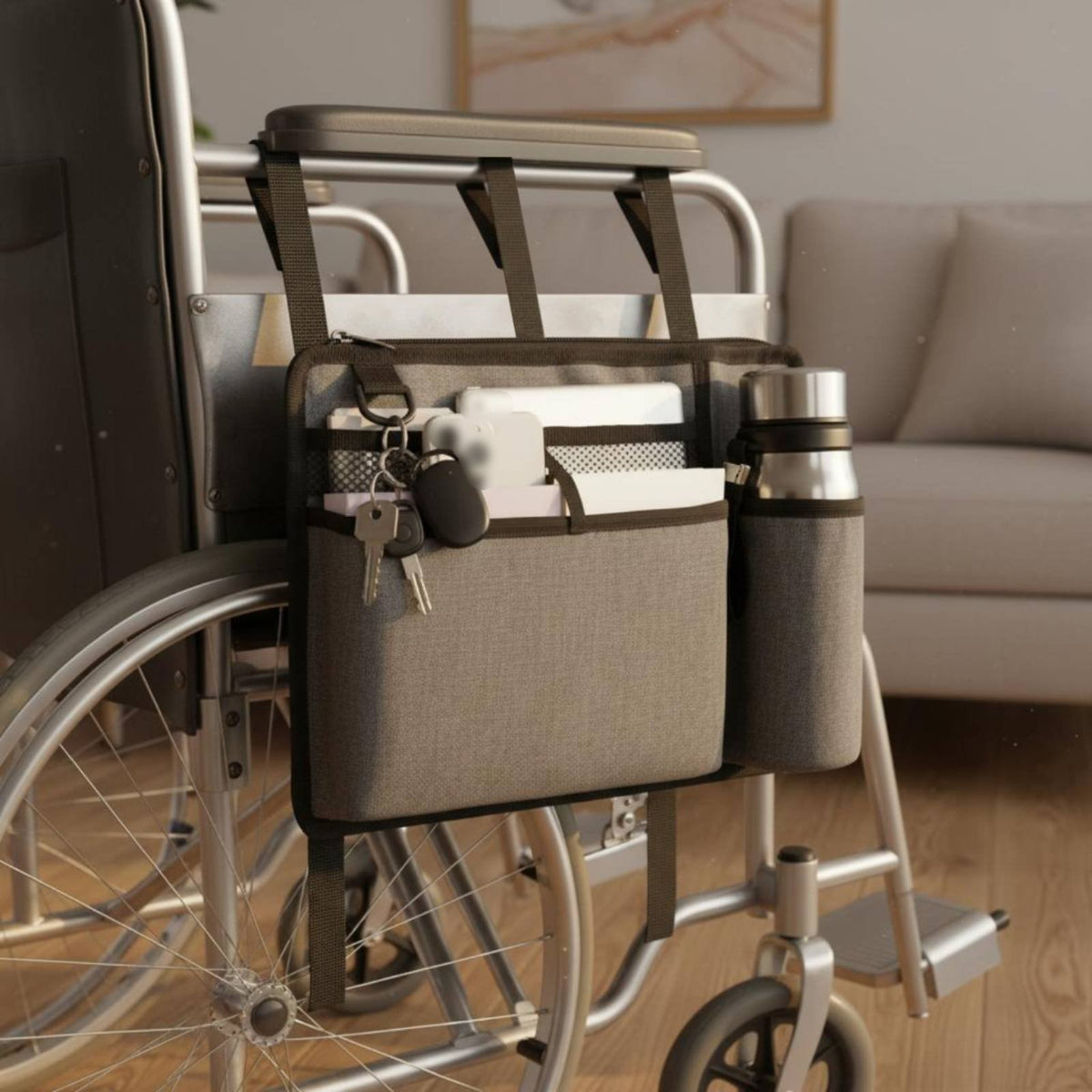 Mobility Assistive Device Hanging Bag Multiple Pocket Mobility Organizer Bag Multiple Pockets Storage Pouch for Convalescence