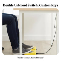 Long-Lasting Metal Base USB Double Foot Pedal Multi-Function USB Foot Switch Plug and Play for, Office Work, Gaming, Industrial Control