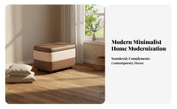 Multi-Functional Storage Ottoman sturdy Wood Legs Upholstered Storage Cube Comfortable Padded Top Household Furniture Space-Saving Design for Apartment Dwellers, Interior Designers, Entryway, Living Room, Bedroom, walk-through Closet