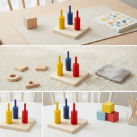 Montessori Wooden Rainbow Stacking Rings Sensory Educational Toy for Toddlers