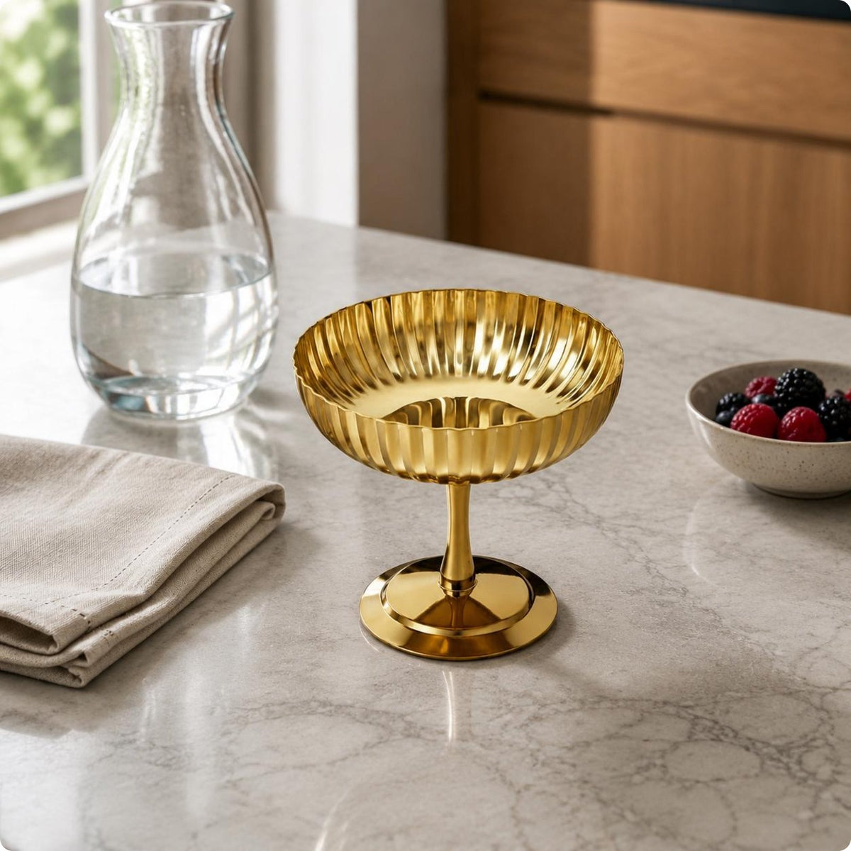 Stainless Steel Dessert Cup Food-Grade Footed Ice Cream Dish Polished Finish Footed Dessert Bowl for Party