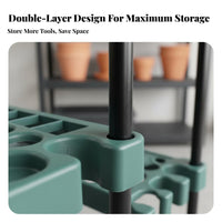 Multifunctional Garden Tool Rack Easy to Assemble Yard Tool Organizer Heavy-Duty Shovel and Rake Holder Large Capacity for Outdoor, Garage, Shed, Basement