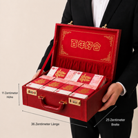 Wedding Money Gift Box, Wedding Gifts for Couple Memory Box, Treasure Chest with Lid and Combination Lock, Faux Leather Look