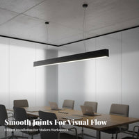 High Brightness Seamless Splicing Hanging Lamp Sleek Design LED Linear Suspended Light Multiple Installation Options Rectangular Office Strip Light Flicker-without Flicker for Interior Designers, Architects, Business Owners, Conference Room, Hallway