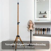 Adjustable Mannequin Head Stand Foldable Design Hairpiece Head Tripod Easy Setup Hairpiece Stand Tripod for Hairdressers