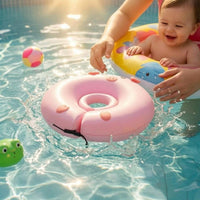 Adjustable Buckle Inflatable Baby Swim Neck Collar Cushioned Baby Neck Buoyancy Aid Collar Split Opening for Infants 3 to 6 Months Old