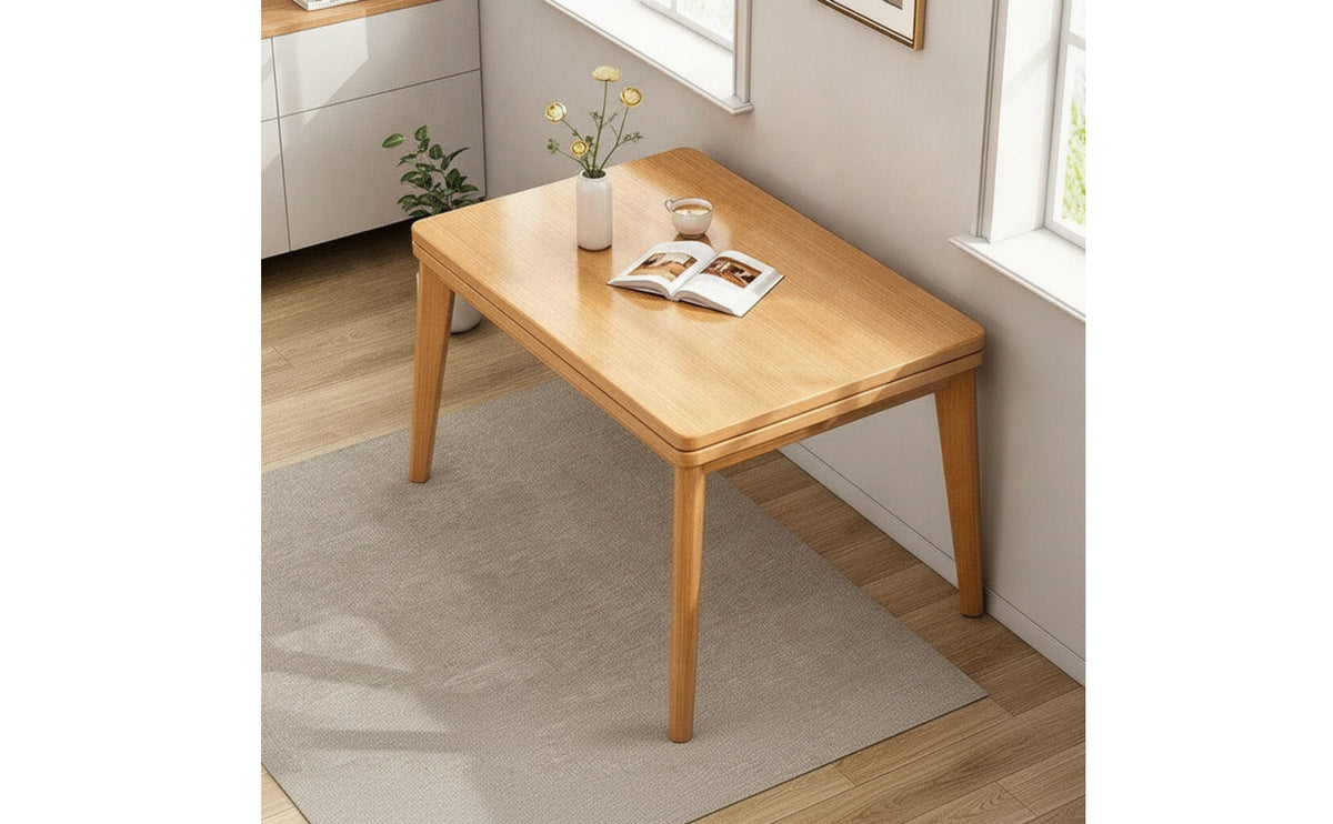 Foldable Folding Dining Table Wooden Rectangular Dining Table Compact Furniture Easy to Clean for Kitchen