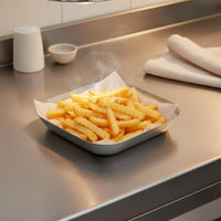 Commercial Use Deep Square Serving Tray Rust Resistant Square Stainless Steel Tray Long-Lasting for Barbecue, Restaurant