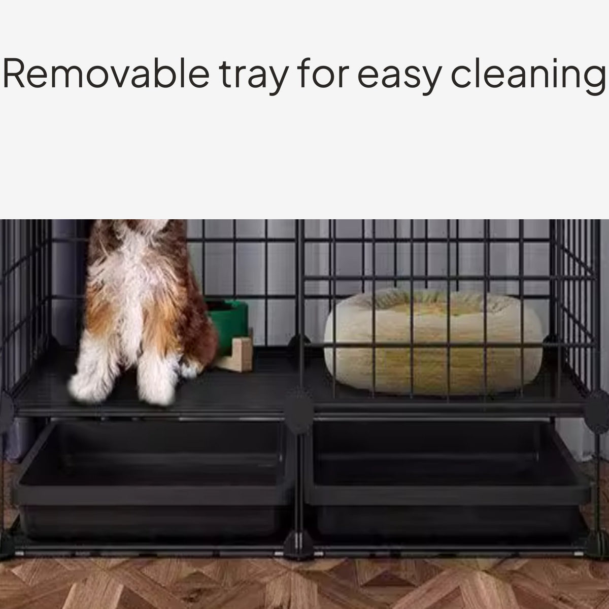 Small Dog Villa Crate with Separated Toilet, Indoor Fence