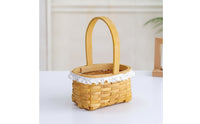 Oval Small Basket with Handle Woven Flower Basket Natural Cute for Florists, Crafters, Weddings, Home Decor, Picnics