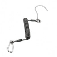 Curved Hook Coil Coiled Lanyard Metal Clip Diving Lanyard Black Sleeves Outdoor Gear