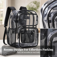 Water-Resistant PVC Backpack Padded Straps Clear Backpack