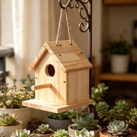 Wooden Birdhouse Weather Resistant Hanging Wooden Birdhouse Decorative Parrot Feeder House for Tree