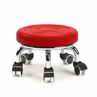 Upholstered Low Stool Compact Rolling Stool Comfortable Rolling Seat Soft for Pedicurists, Stylists, Salon, Workspace, Home Office