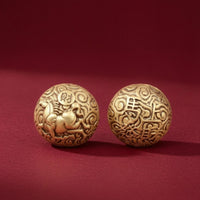 Brass Hand Ball Shiny Finish Carved Brass Sphere Spiraling Patterns Ornamental Piece for Exercise