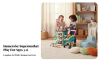 47 Pieces Interactive Supermarket Playset Stimulates Creativity Kids M Single Y Register Toy Educational Checkout Counter Toy Lights and Sound for Children 3-6, Preschoolers, Preschool, Daycare, Playroom, Bedroom