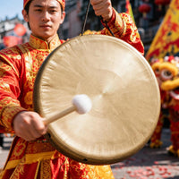 Hand Gong Brushed Gong with Mallet Convex Percussion for Schools, Lion Dance