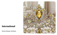 Baroque Pageant Crown Elegant Design Adjustable Queen Crown Sparkling Bridal Headpiece Luxury Look Full Circle Crystal Tiara
