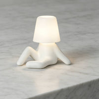 ABS Resin Sitting Figure Lamp Compact Bedside Night Light Lightweight Cup Shade Lamp Eye Friendly for Office Desk, Study