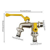 Zinc Alloy Two-Outlet Tap Threaded Inlet doubleOutlet Water Tap Rust Resistant Plumbing Fixture Leak Proof for Garden