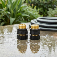 2 Pieces Garden Hose Quick Connector Heavy Duty Male and Female Hose Easy-Grip Hardware for Homeowners, Yard