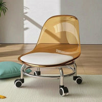 Rolling Acrylic Chair with Wheels Clear Low Wheeled Chair Compact Furniture Swivel for Bedroom