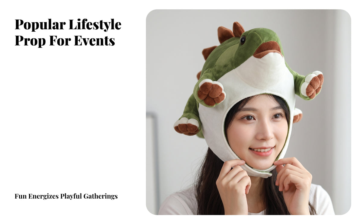 Stuffed Dinosaur Hat | Filling, Novelty, Stegosaurus Hat, for Costume Parties
