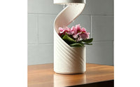 Sculptural Vase with Drainage Tray Contemporary Desktop Vase Compact Planter Modern for Plant Lovers, Minimalists, Tabletop, Desk, Office, Shelf