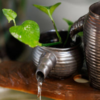 Indoor Ceramic Tabletop Fountain Recirculating Ceramic Fountain with Water Circulator Decorative for Aquarium, Plant Arrangement
