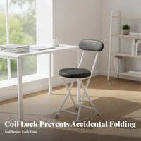 Foldable Design Cushioned Desk Chair Space-Saving Home Furniture Easy to Keep Portable Seat Multi-Purpose for Students, Homeowners, Office Workers, Dining Room, Small Compact Areas, Bedroom, Reception Area