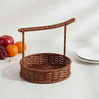 Multi-Purpose Imitation Rattan Food Basket Easy to Clean Vintage Design Food Container Lightweight for Picnic