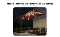 LED Cantilever Umbrella 50+ Protection Offset Umbrella with Lights Crank and Tilt 360-Degree Rotation Degree Rotating for Homeowners, Terrace, Deck