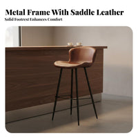Light Luxury Metal Leg High Stool Comfortable Padded Seat Upholstered Counter Height Stool Anti-Slip Foot Pads Upholstered Kitchen Island Chair Sturdy Construction for Cafe Owners, Homeowners, Couples