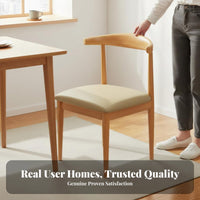 Sturdy Steel Frame Nordic Design Dining Chair Comfortable Seating Wood-Look Metal Chair Thick Cushion Home Furniture Strong Load-Bearing for Homeowners, Students, Restaurant Owners, Study Room, Bedroom