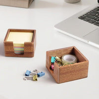Wood Sticky Note Holder Minimalist Desktop Storage Box Rustic Memo Pad Holder for Professionals
