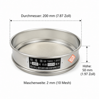 Stainless Steel Test Sieve 20 cm, Lab Sieve for Particle Size Determination, Analytical Sieve for Precise Measurement, Corrosion-Resistant