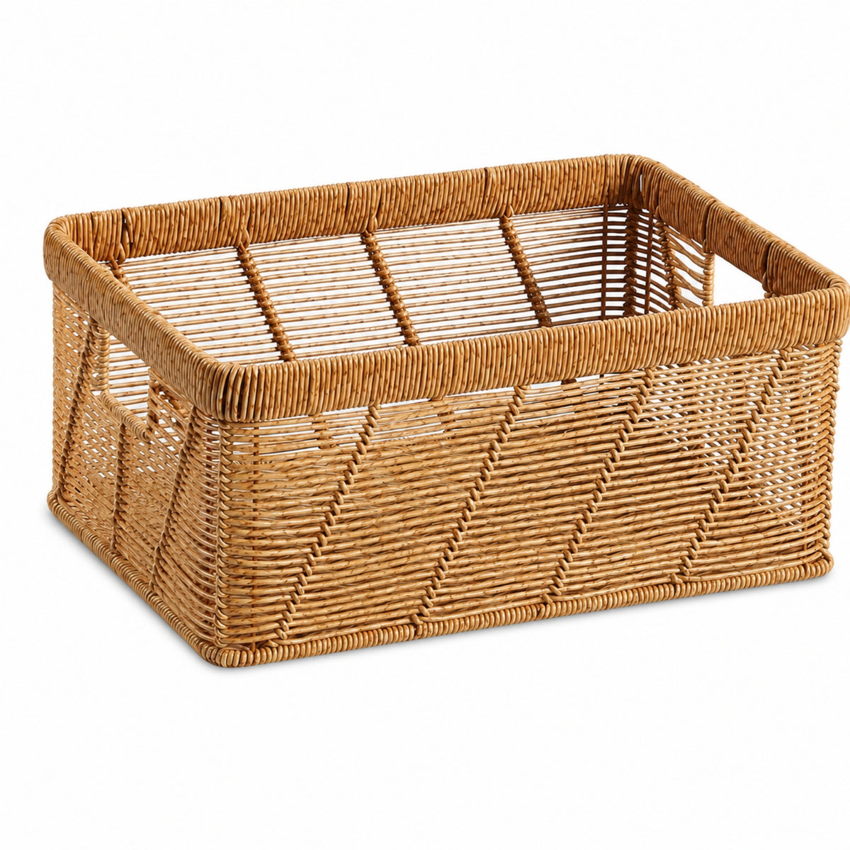 Faux Rattan Basket Transparent Storage Basket with Open Lattice Decorative