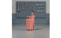 Miniature Figure with Equipment Stand Unpainted Automotive Worker Figures Resin Diorama Figure