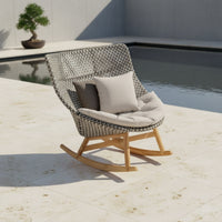 Teak Rattan Chair Comfortable Cushion Outdoor Woven Armchair Wicker Lounge Chair Easy Assembly Garden Furniture Long-Lasting