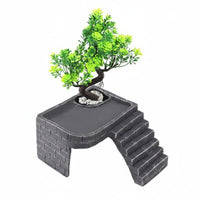 Turtle Basking Dock Heavy and Sinkable Resin Basking Dock Multi-Versatile Design Tortoise Hide Cave for Terrarium