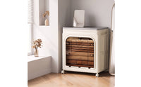 Storage Cabinet with Wheels Foldable Cabinet Rolling Storage Box with Doors for Closet, Bedroom, Living Room