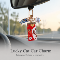 Ceramic Lucky Cat Keychain with Tassel for Bags and Car Keys