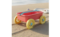 Safe Wheat Straw Beach Wagon Long-Lasting Sand Pull Cart Portable Rolling Toy Cart Spacious for Toddlers
