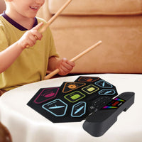 Rollup Electronic Drum Set Built-in Speakers Rollup Drum Kit Headphone Support Musical Instrument for Beginners, Home, Travel