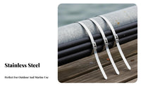 Stainless Steel Cord Tie Stainless Steel Zip Tie Fastening Hardware Rust Resistant Long-Lasting for Outdoor, Fencing