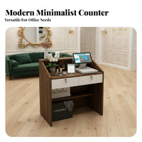 Multi-Functional Salon Reception Desk Lockable Drawer Modern Reception Desk Sturdy Construction Small Shop Counter with Storage Spacious Legroom for Receptionists, Money Iers, Retail Personnel, Beauty Salons, Clothing Boutiques, Office Lobbies, Lobby