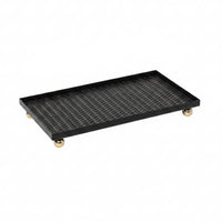 Faux Leather Tray Multi-Functional Tray with Ball Feet Home Decor for Vanity, Dresser, Countertop