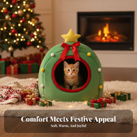 Warm Christmas Tree Pet Bed Insulated Christmas Cat House Soft Material for Small Dog Owners, Indoors, Indoor, Living Room