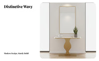 Light Luxury Design Wavy Pedestal Hall Table Half-Moon Tabletop Household Furniture Modern Design Stable Structure for Homeowners, Interior Decorators, Renters, Entryway, Hallway, Living Room, Bedroom
