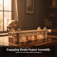 No Glue Needed 3D Wooden Brain Teaser Great Gift Idea Chinese Architecture Brain Teaser Brain Teaser for Hobbyists, Home Decor, Office Desk
